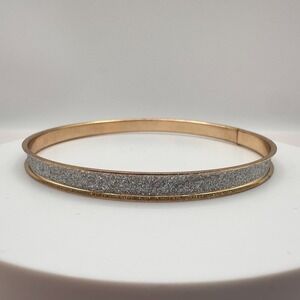 Vintage 90s Y2K Silver Glitter Gold Tone Bracelet Classic Women's Jewelry